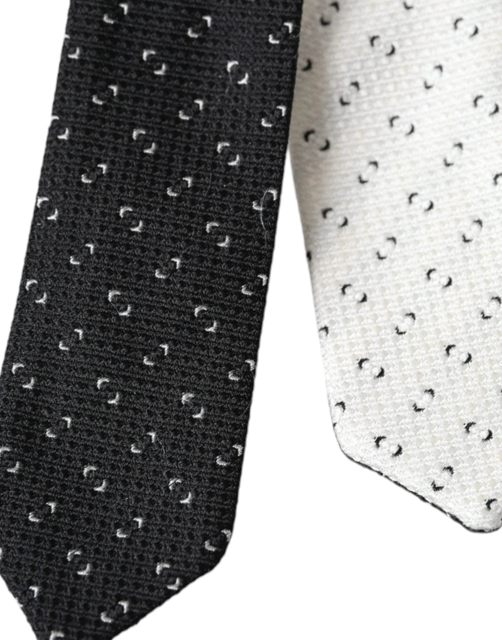 Dolce & Gabbana Black White Patterned Adjustable Tie - Neckties