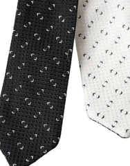 Dolce & Gabbana Black White Patterned Adjustable Tie - Neckties