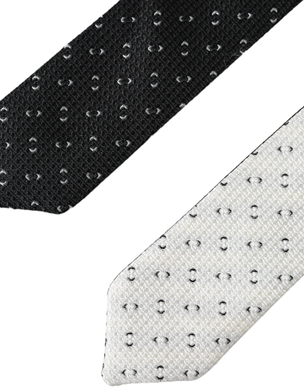 Dolce & Gabbana Black White Patterned Adjustable Tie - Neckties