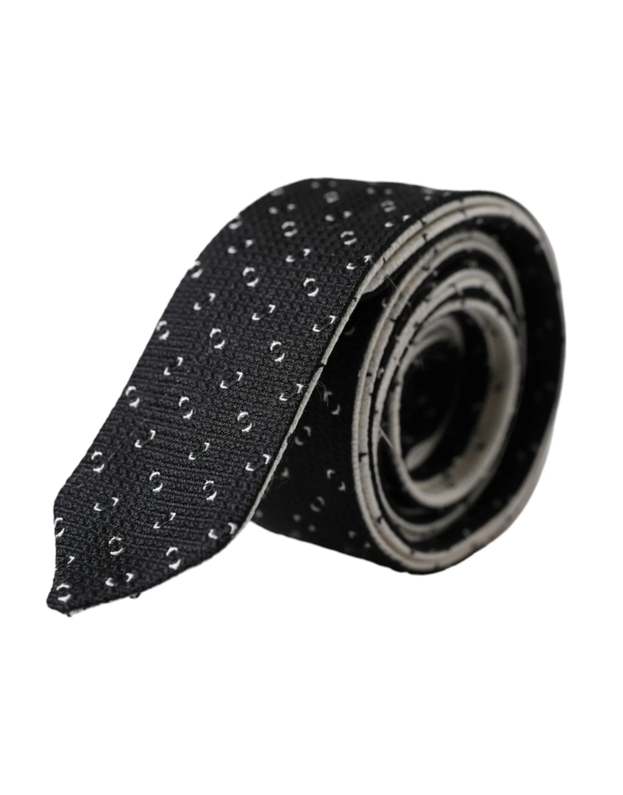 Dolce & Gabbana Black White Patterned Adjustable Tie - Neckties