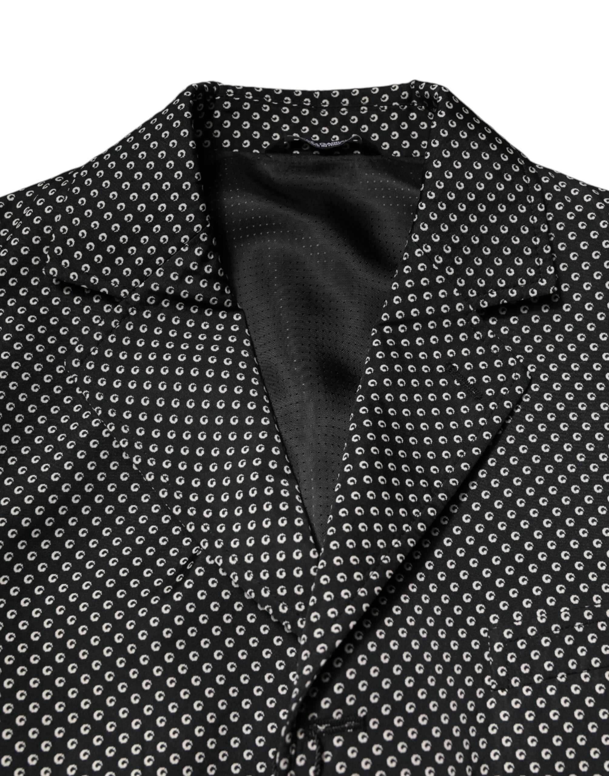 Dolce & Gabbana Black White Patterned Men Suit Coat Blazer - IT44 | XS - Sport Jackets