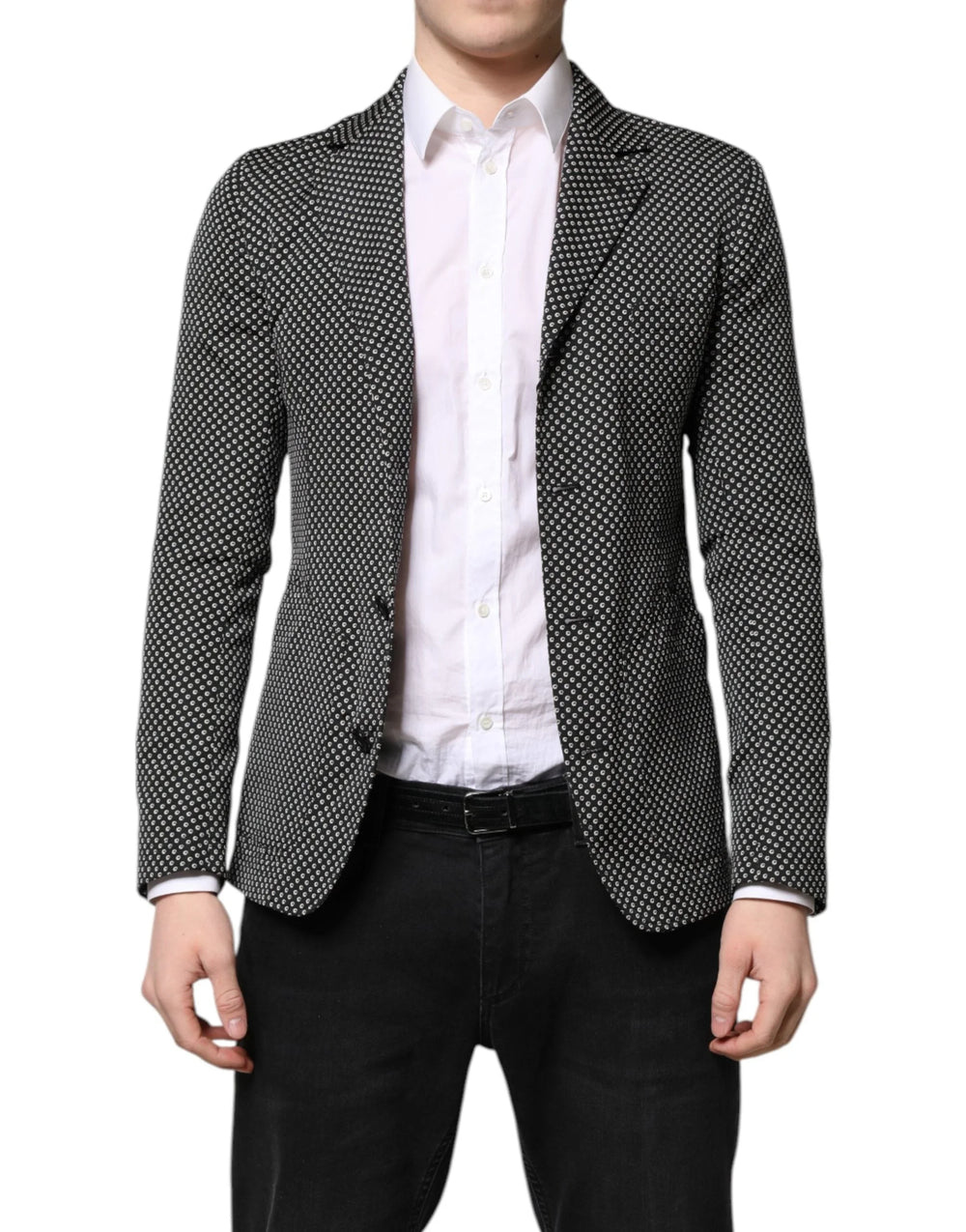 Dolce & Gabbana Black White Patterned Men Suit Coat Blazer - IT44 | XS - Sport Jackets