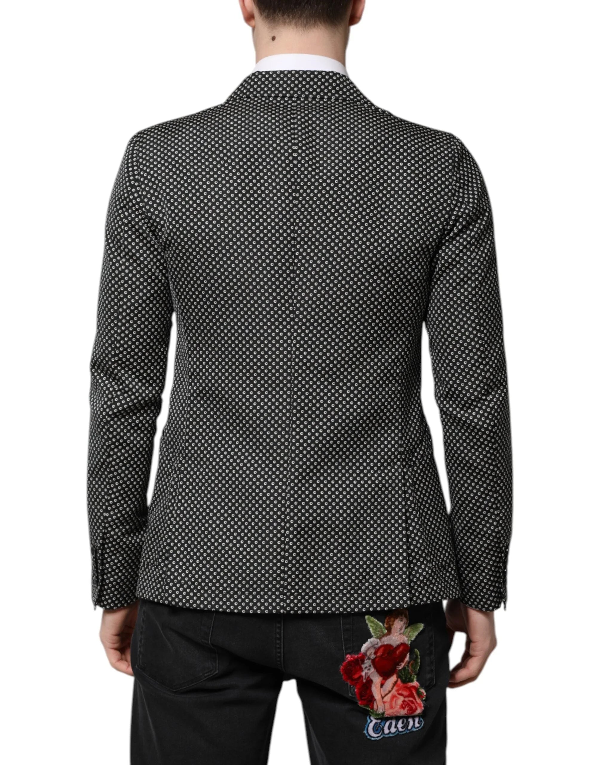 Dolce & Gabbana Black White Patterned Men Suit Coat Blazer - IT44 | XS - Sport Jackets