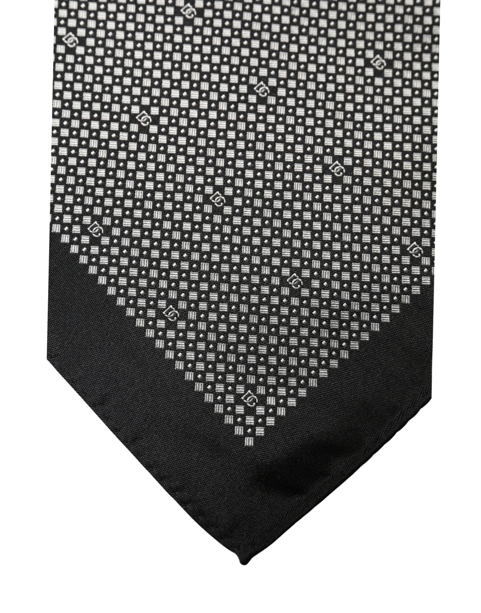 Dolce & Gabbana Black White Patterned Pocket Square Scarf