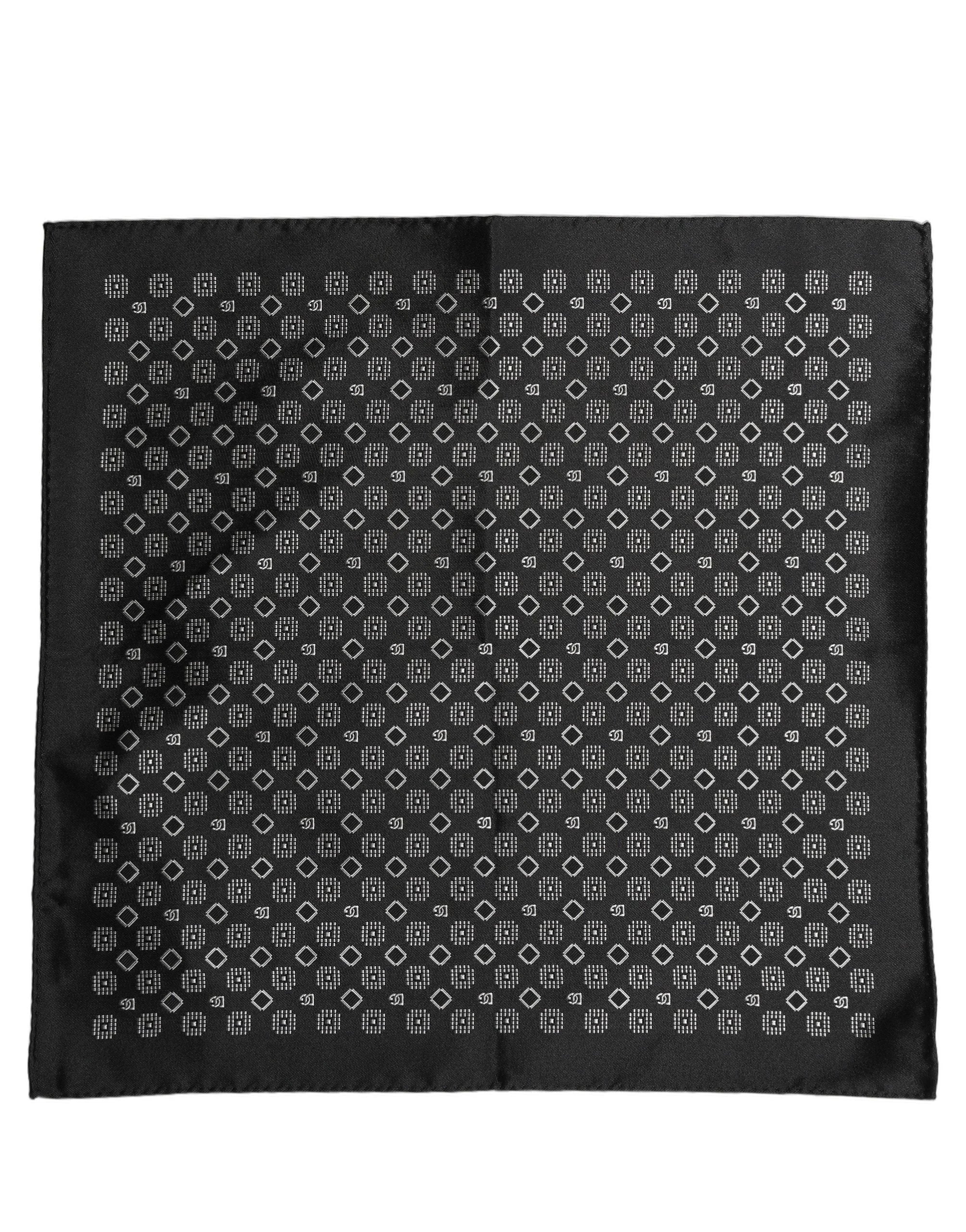 Dolce & Gabbana Black White Patterned Pocket Square Scarf