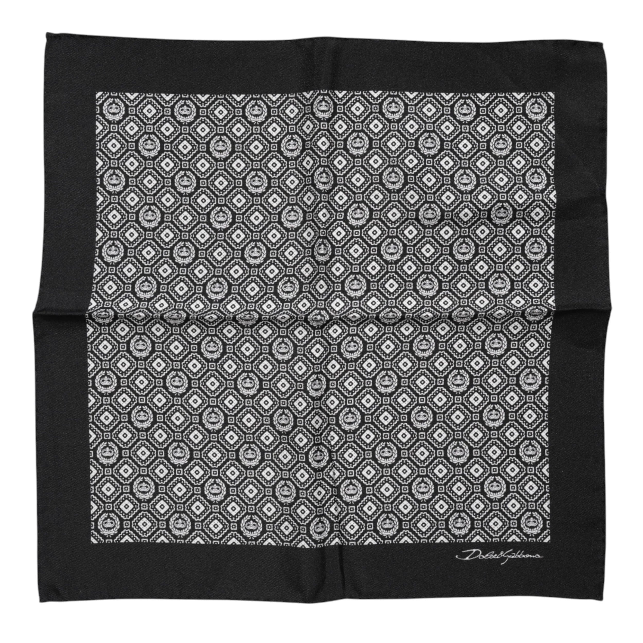 Dolce & Gabbana Black White Patterned Square Foulard Scarf - Scarves & Shawls