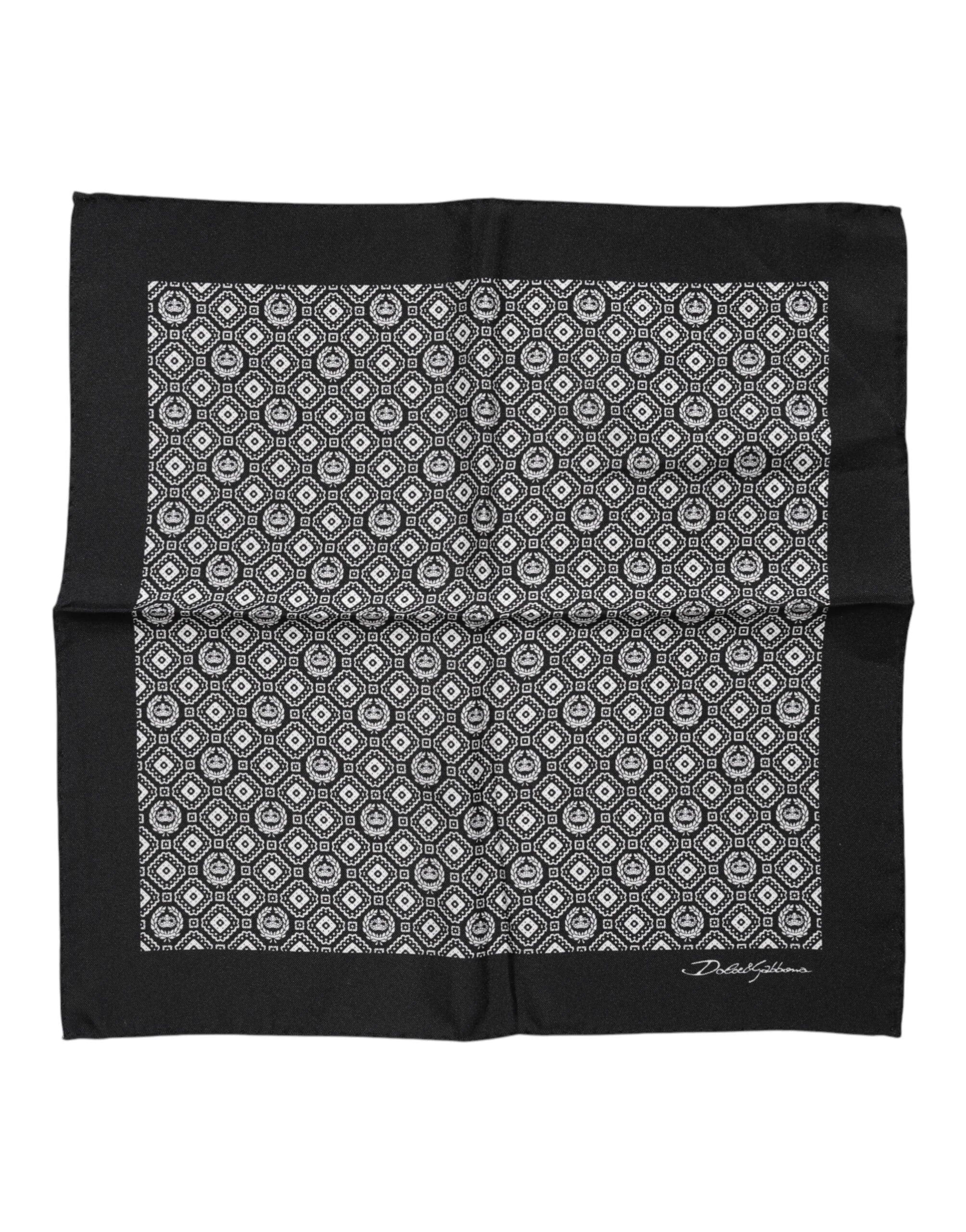 Dolce & Gabbana Black White Patterned Square Foulard Scarf - Scarves & Shawls