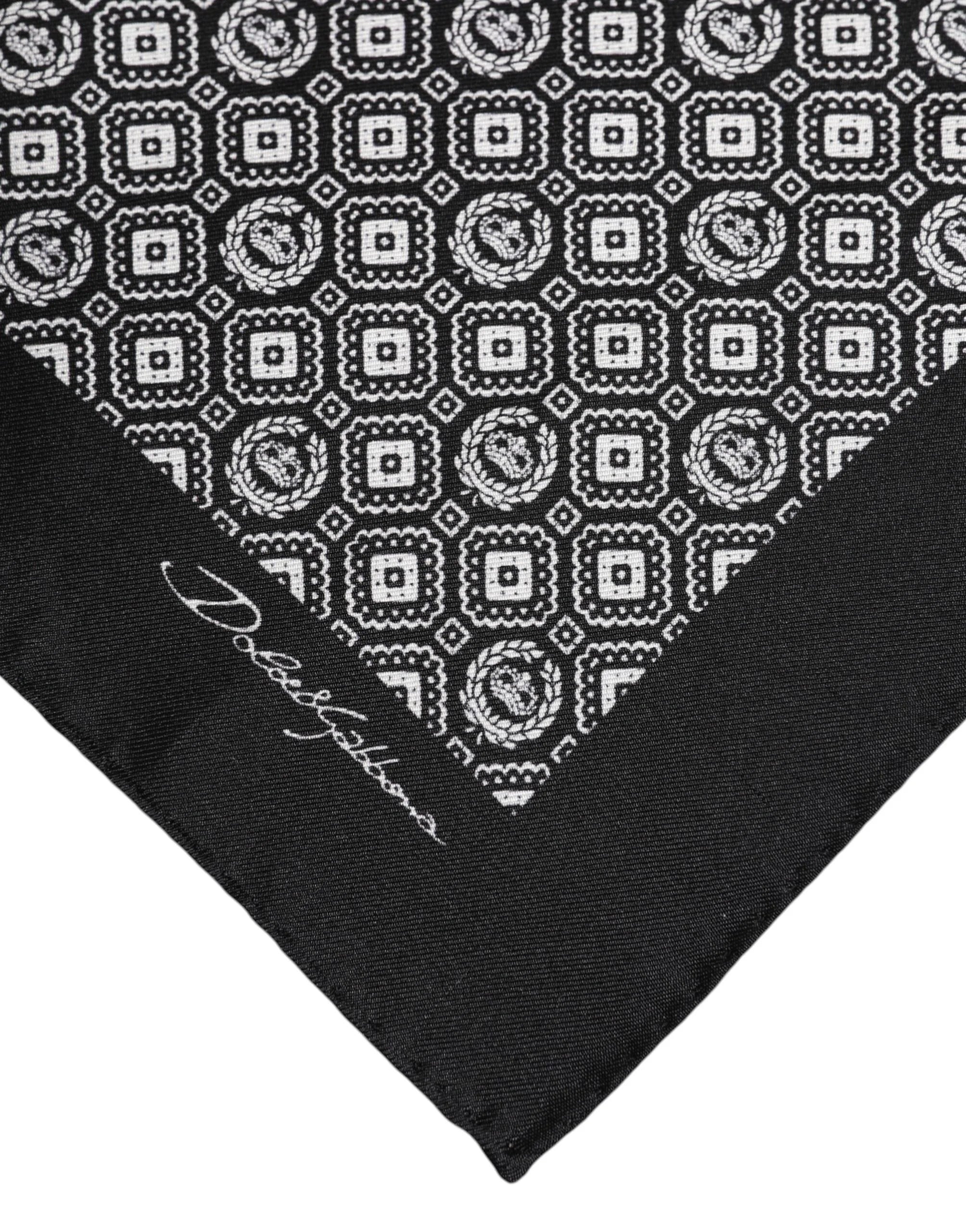 Dolce & Gabbana Black White Patterned Square Foulard Scarf - Scarves & Shawls