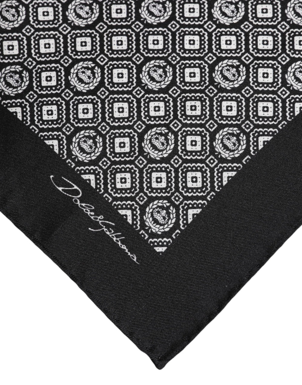 Dolce & Gabbana Black White Patterned Square Foulard Scarf - Scarves & Shawls