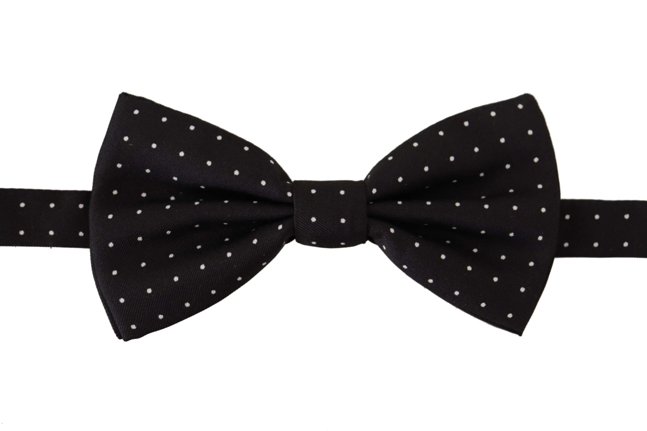Dolce & Gabbana Black White Polka Dot 100% Silk Neck Papillon Tie - Neckties