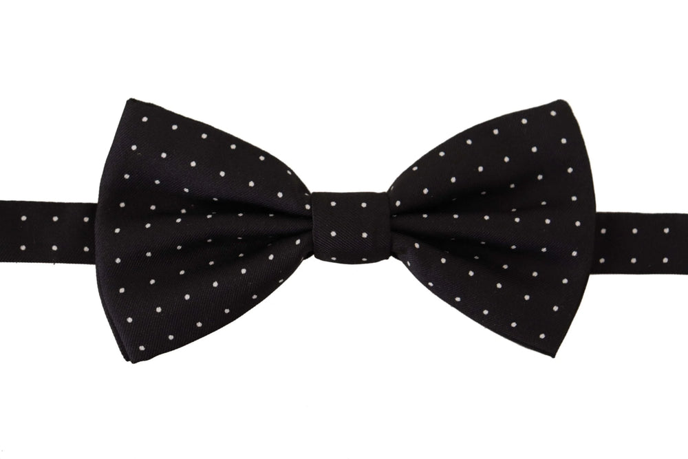 Dolce & Gabbana Black White Polka Dot 100% Silk Neck Papillon Tie - Neckties