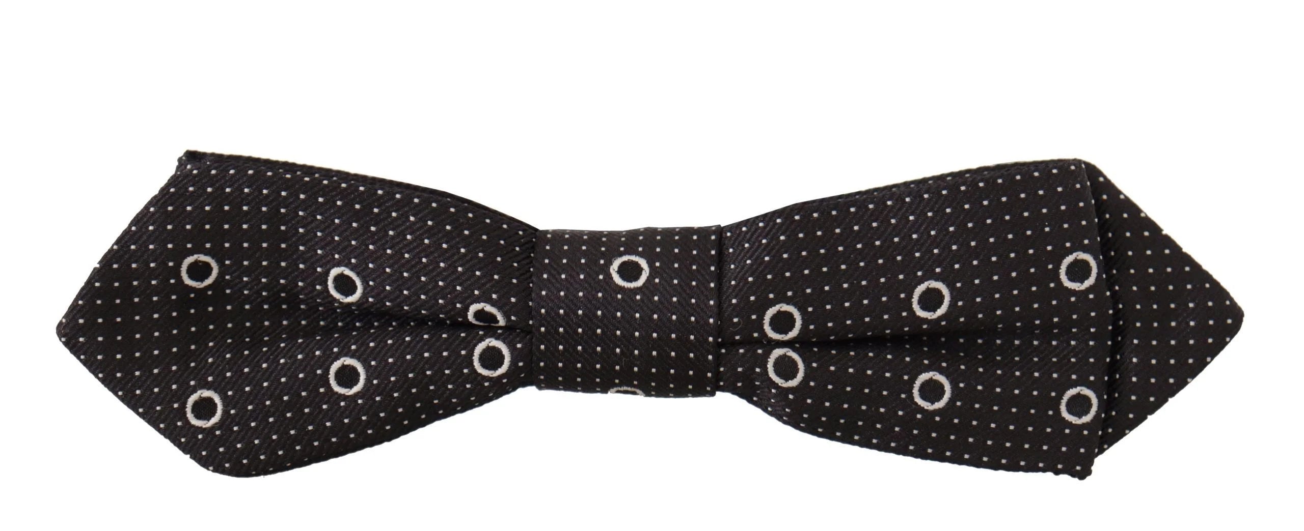 Dolce & Gabbana Black White Polka Dot 100% Silk Neck Papillon Tie - Neckties