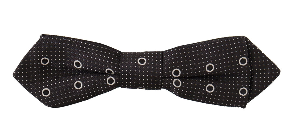 Dolce & Gabbana Black White Polka Dot 100% Silk Neck Papillon Tie - Neckties