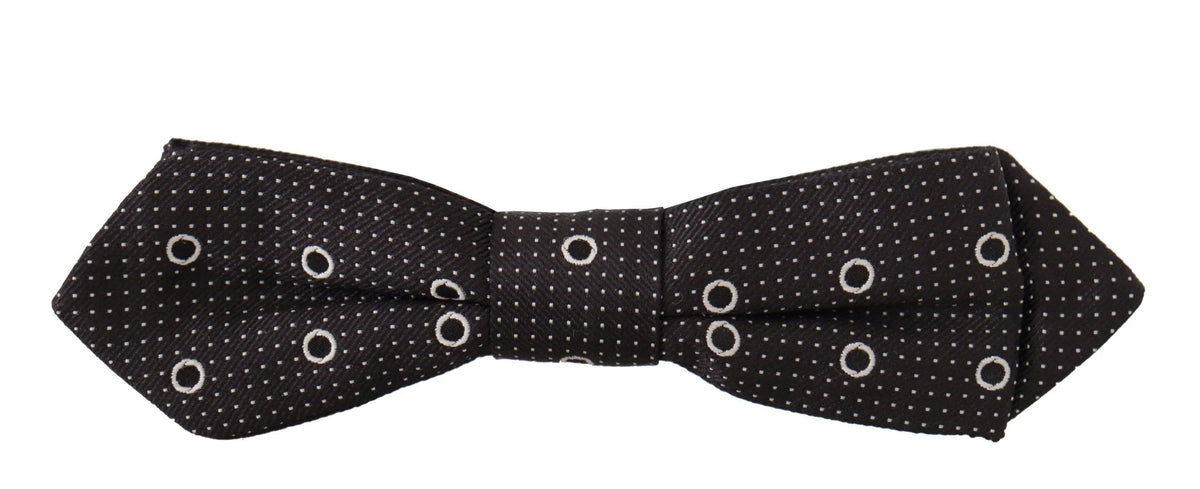 Dolce & Gabbana Black White Polka Dot 100% Silk Neck Papillon Tie - Neckties
