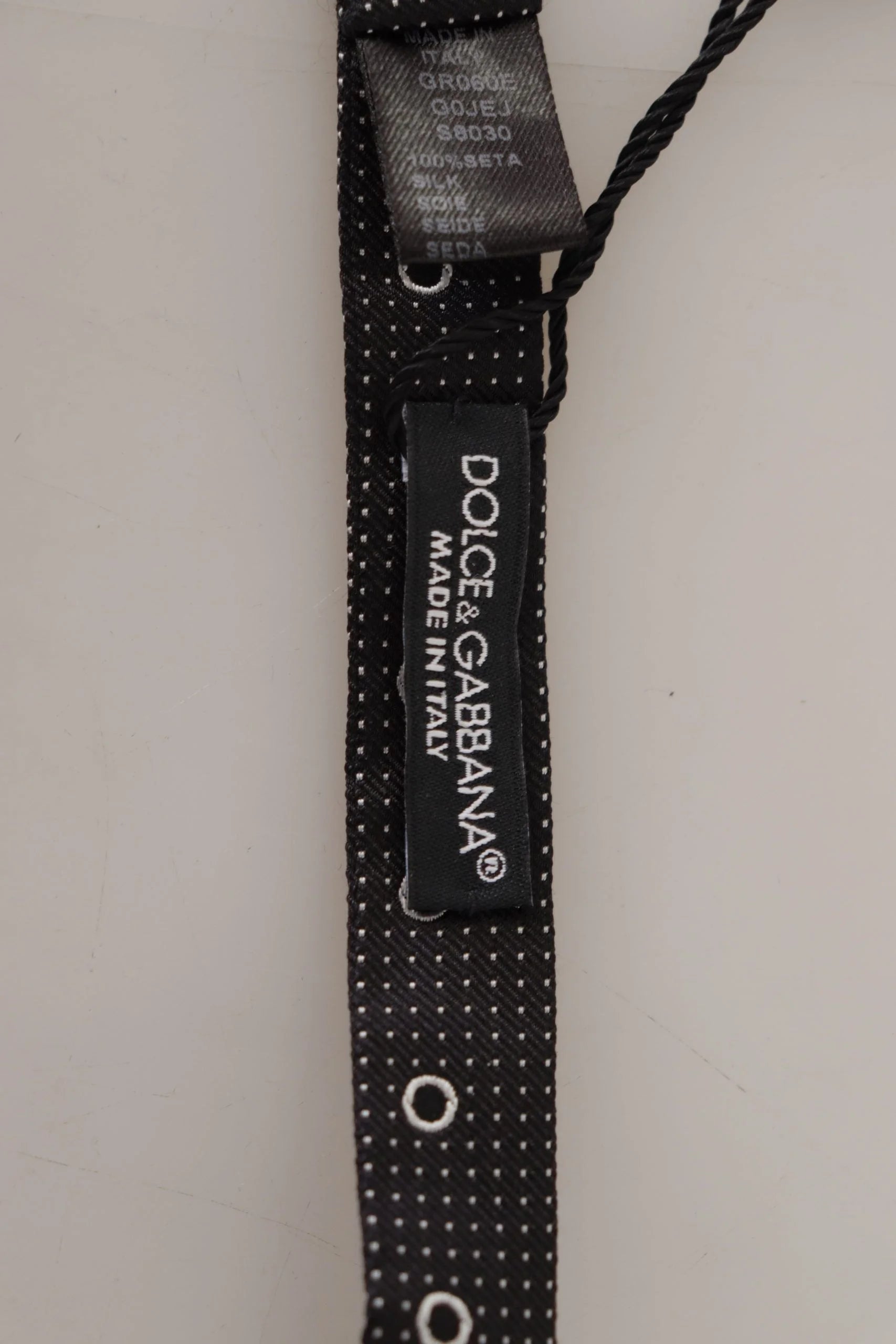 Dolce & Gabbana Black White Polka Dot 100% Silk Neck Papillon Tie - Neckties