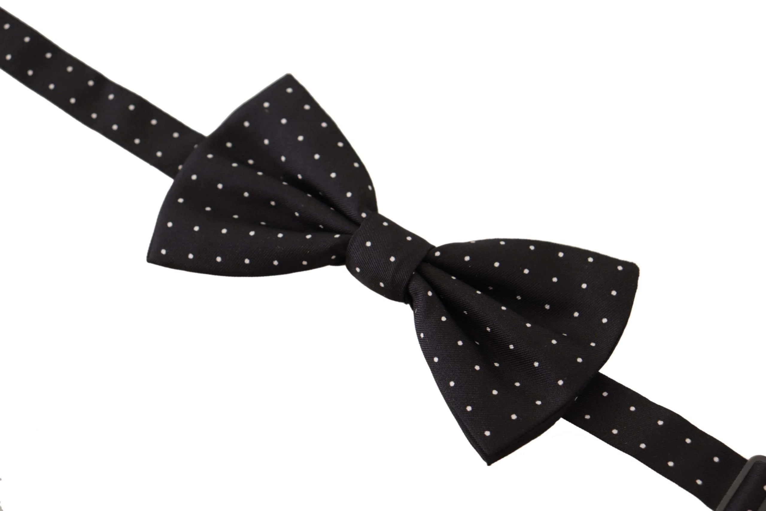 Dolce & Gabbana Black White Polka Dot 100% Silk Neck Papillon Tie - Neckties
