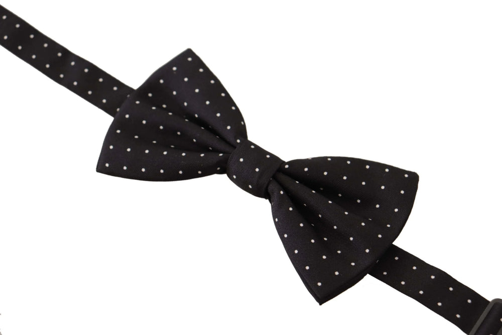 Dolce & Gabbana Black White Polka Dot 100% Silk Neck Papillon Tie - Neckties