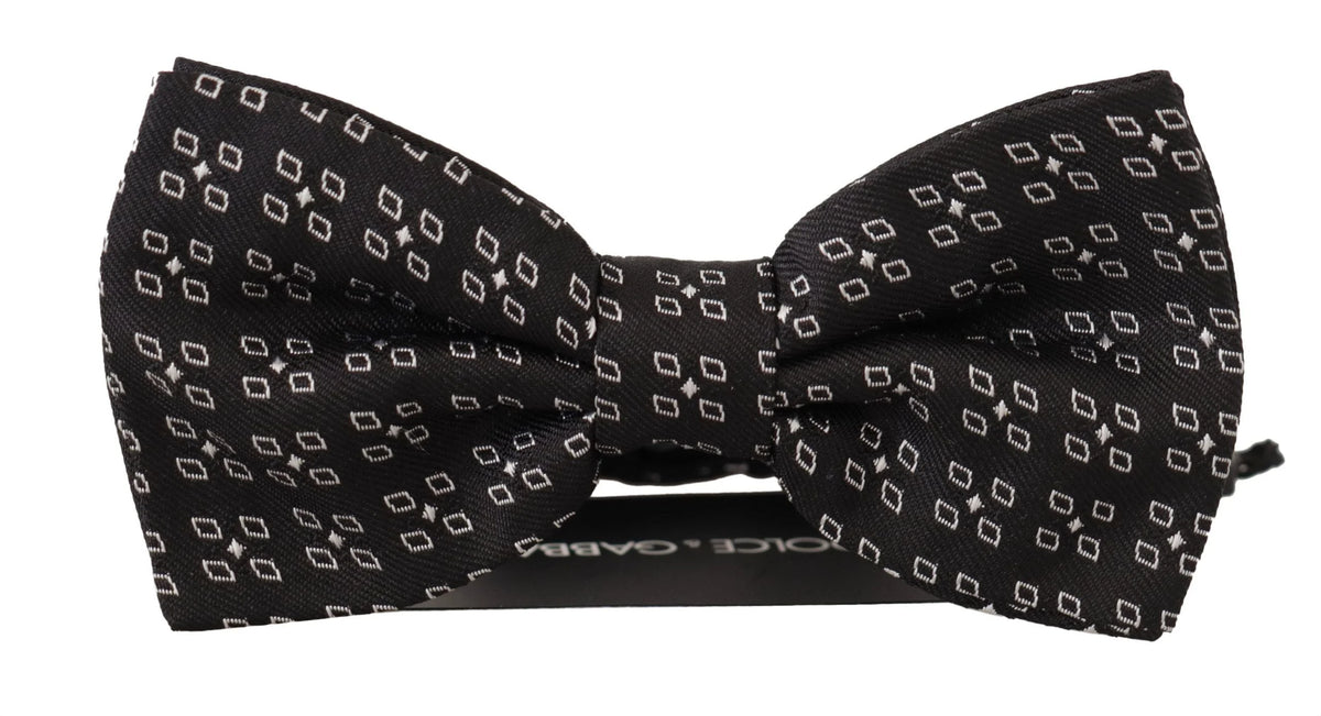 Dolce & Gabbana Black White Polka Dot 100% Silk Neck Papillon Tie - Neckties