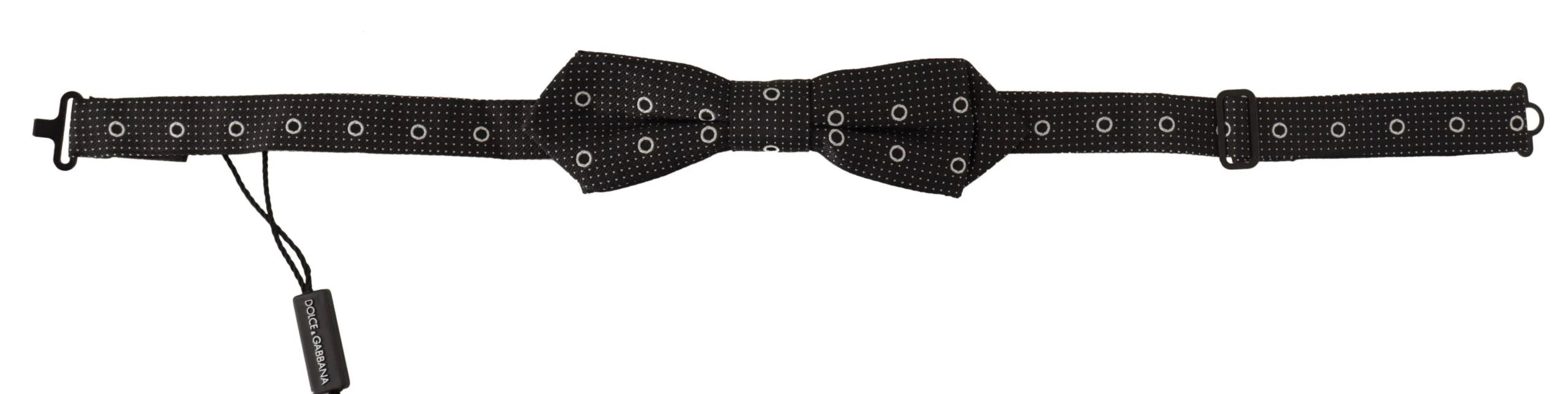 Dolce & Gabbana Black White Polka Dot 100% Silk Neck Papillon Tie - Neckties