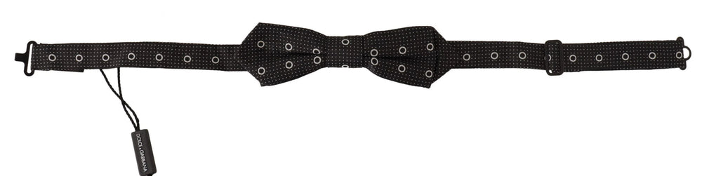 Dolce & Gabbana Black White Polka Dot 100% Silk Neck Papillon Tie - Neckties