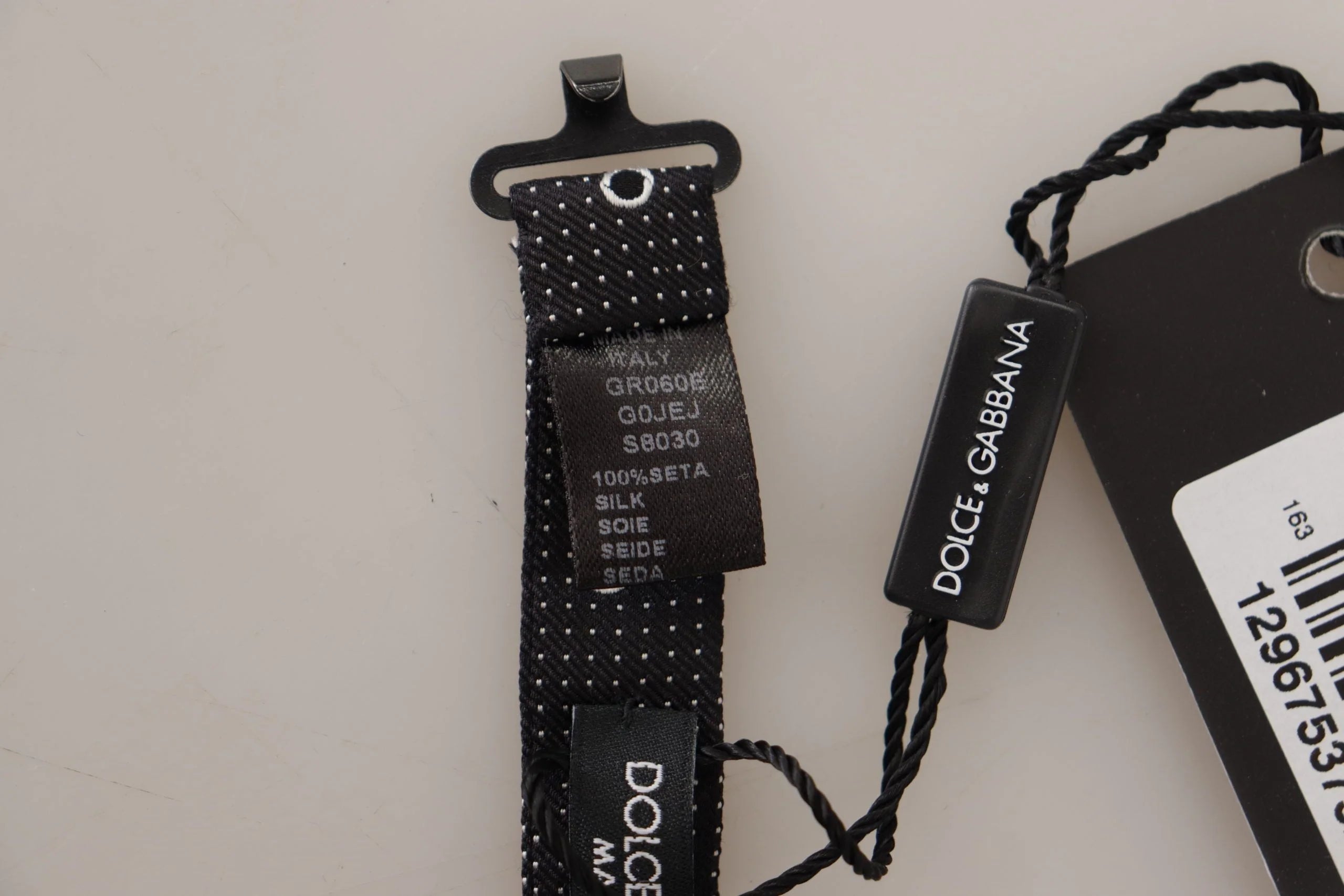 Dolce & Gabbana Black White Polka Dot 100% Silk Neck Papillon Tie - Neckties