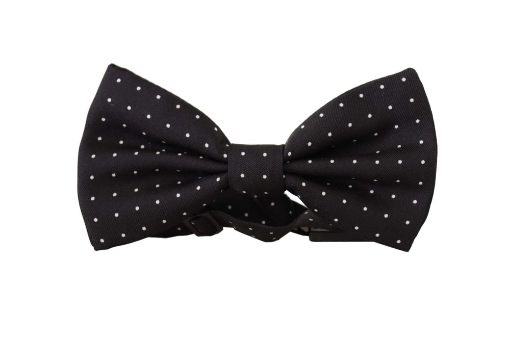 Dolce & Gabbana Black White Polka Dot 100% Silk Neck Papillon Tie - Neckties