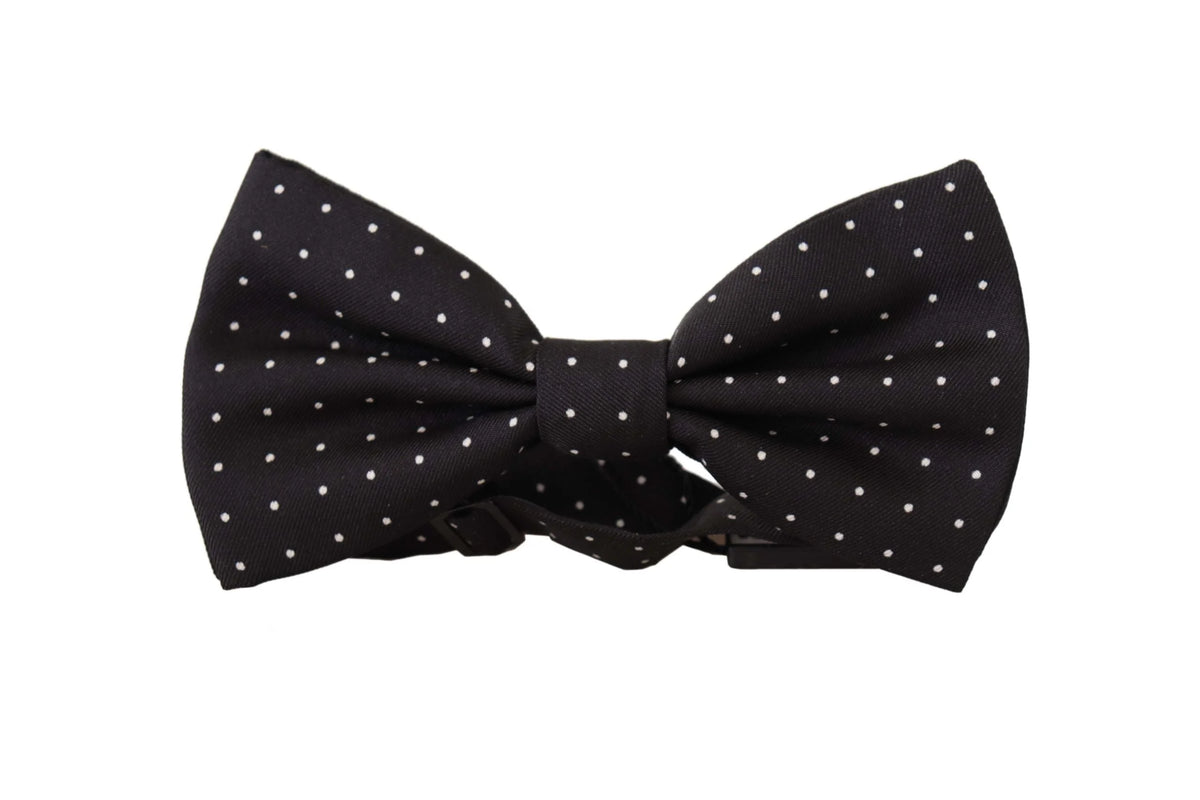 Dolce & Gabbana Black White Polka Dot 100% Silk Neck Papillon Tie - Neckties