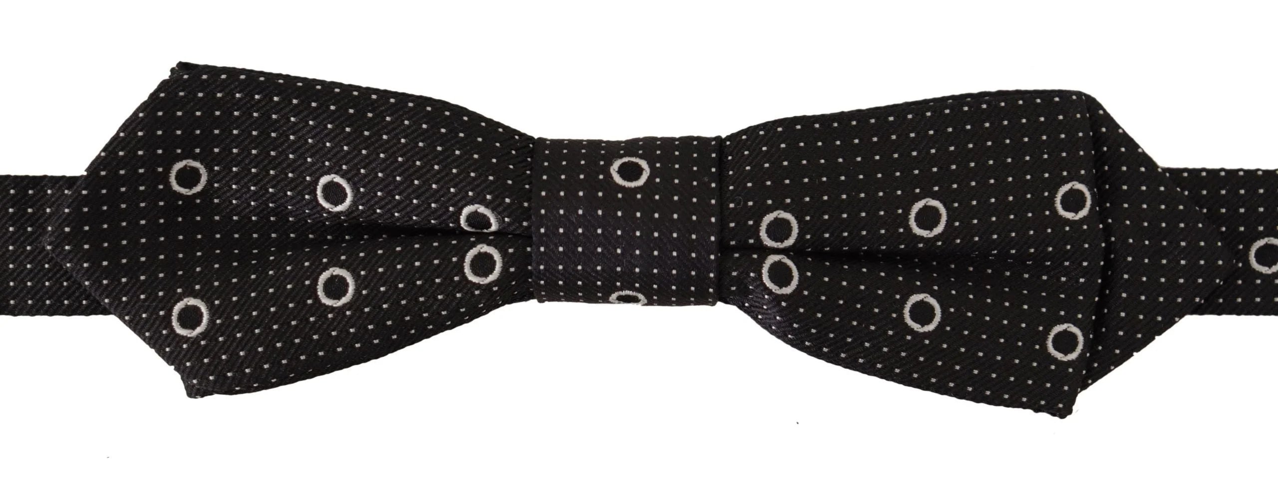 Dolce & Gabbana Black White Polka Dot 100% Silk Neck Papillon Tie - Neckties