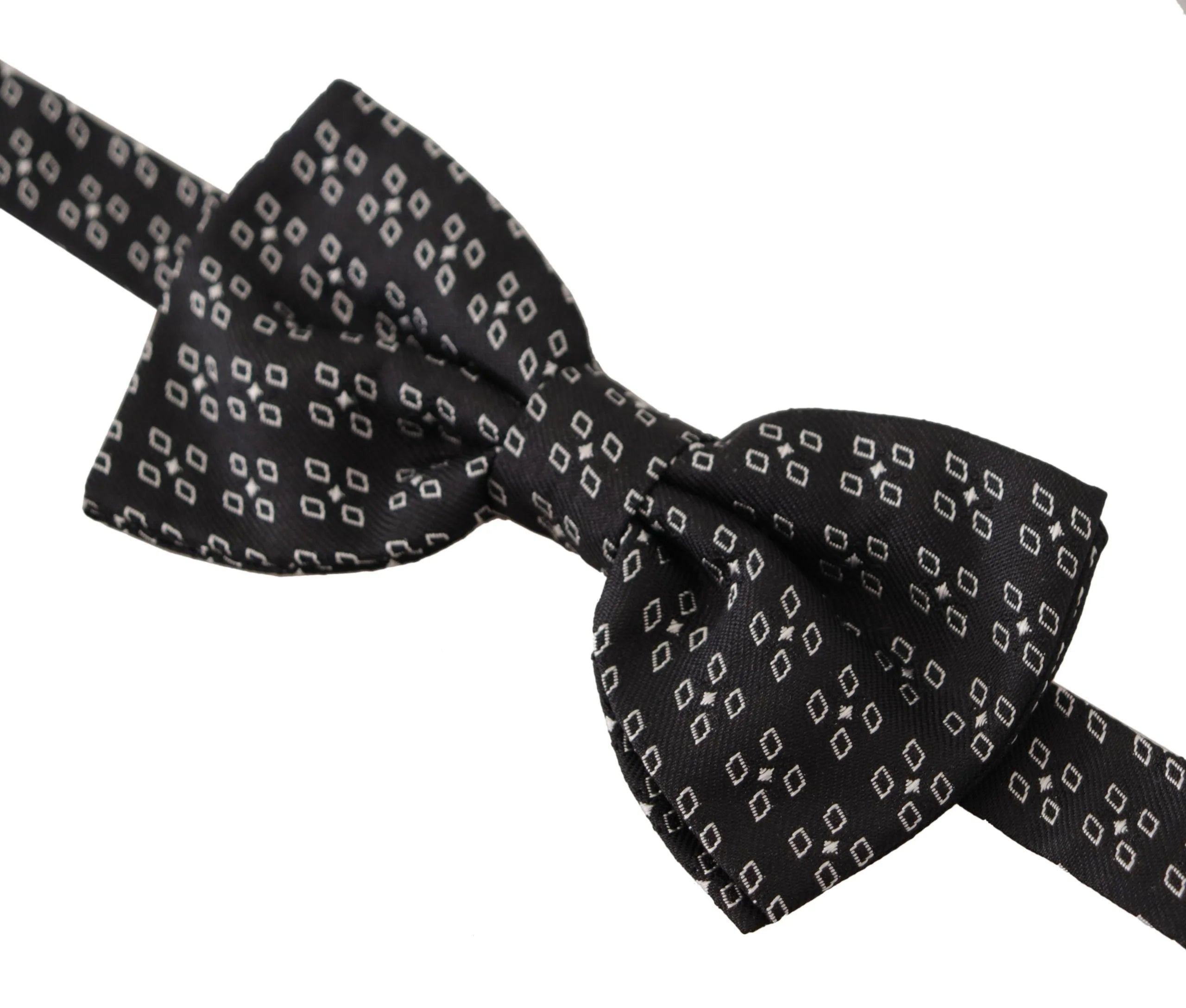 Dolce & Gabbana Black White Polka Dot 100% Silk Neck Papillon Tie - Neckties
