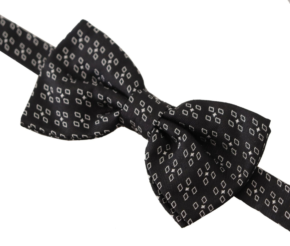 Dolce & Gabbana Black White Polka Dot 100% Silk Neck Papillon Tie - Neckties