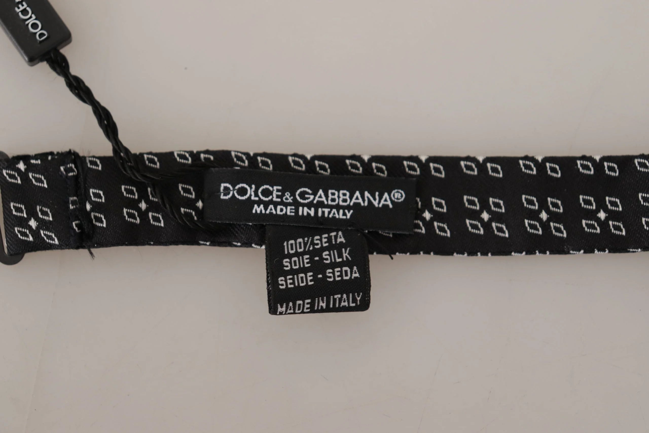 Dolce & Gabbana Black White Polka Dot 100% Silk Neck Papillon Tie - Neckties