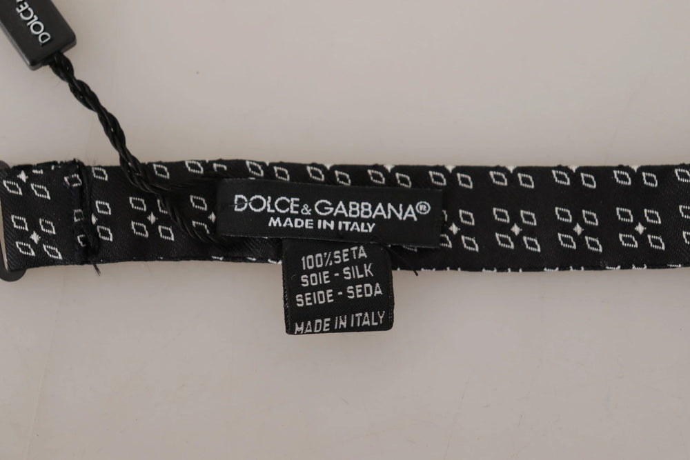 Dolce & Gabbana Black White Polka Dot 100% Silk Neck Papillon Tie - Neckties
