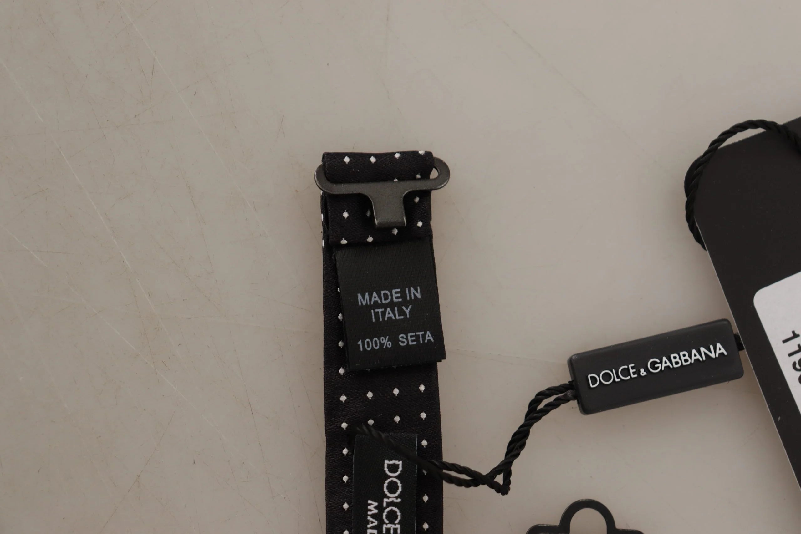 Dolce & Gabbana Black White Polka Dot Adjustable Neck Papillon Bow Tie - Neckties