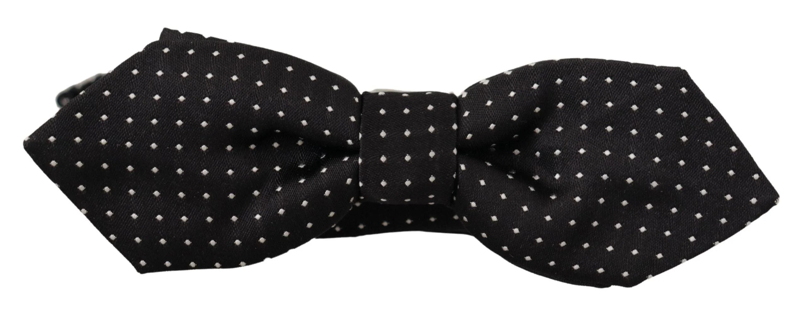 Dolce & Gabbana Black White Polka Dot Adjustable Neck Papillon Bow Tie - Neckties