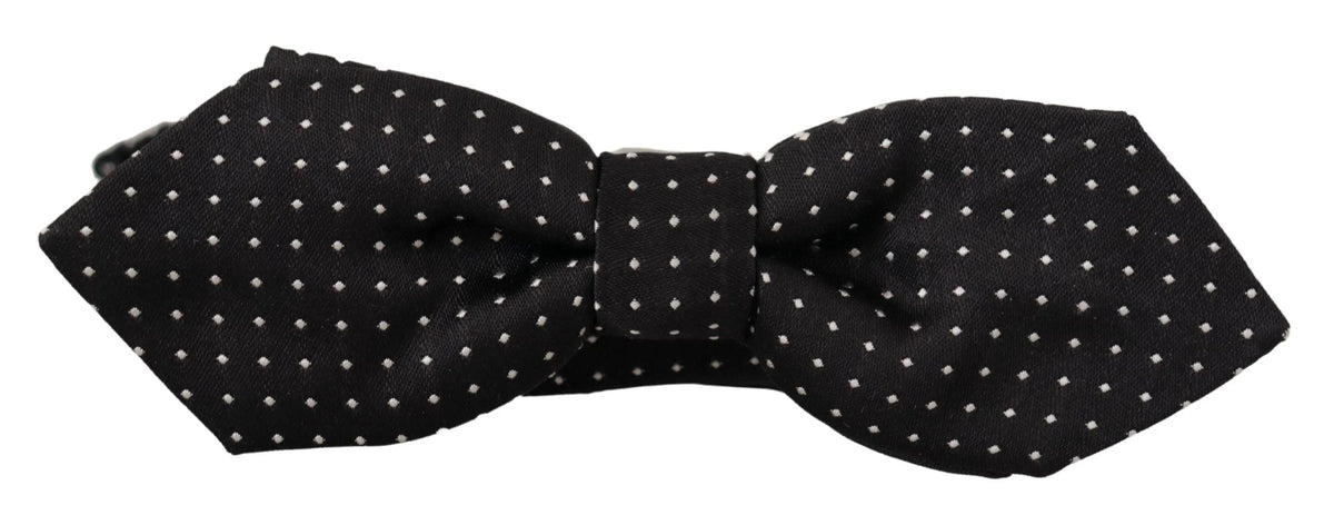 Dolce & Gabbana Black White Polka Dot Adjustable Neck Papillon Bow Tie - Neckties
