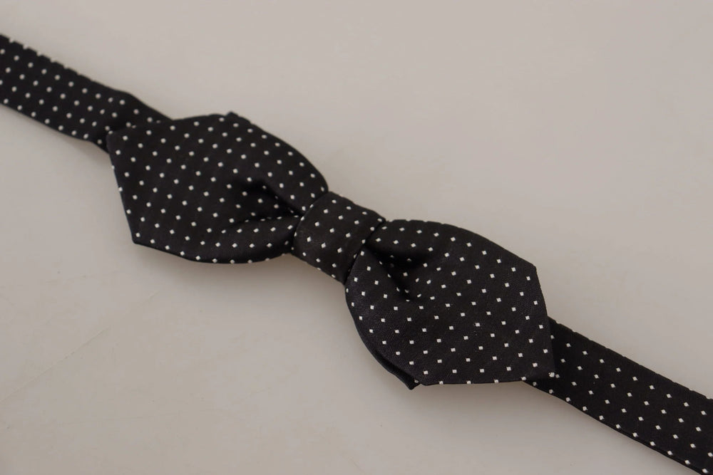 Dolce & Gabbana Black White Polka Dot Adjustable Neck Papillon Bow Tie - Neckties