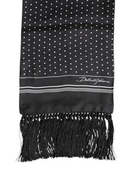 Dolce & Gabbana Black White Polka Dot Fringes Foulard Scarf - Scarves & Shawls