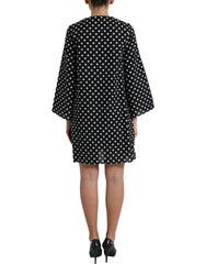 Dolce & Gabbana Black White Polka Dot Nylon Shift Mini Dress - IT40|S - Dresses