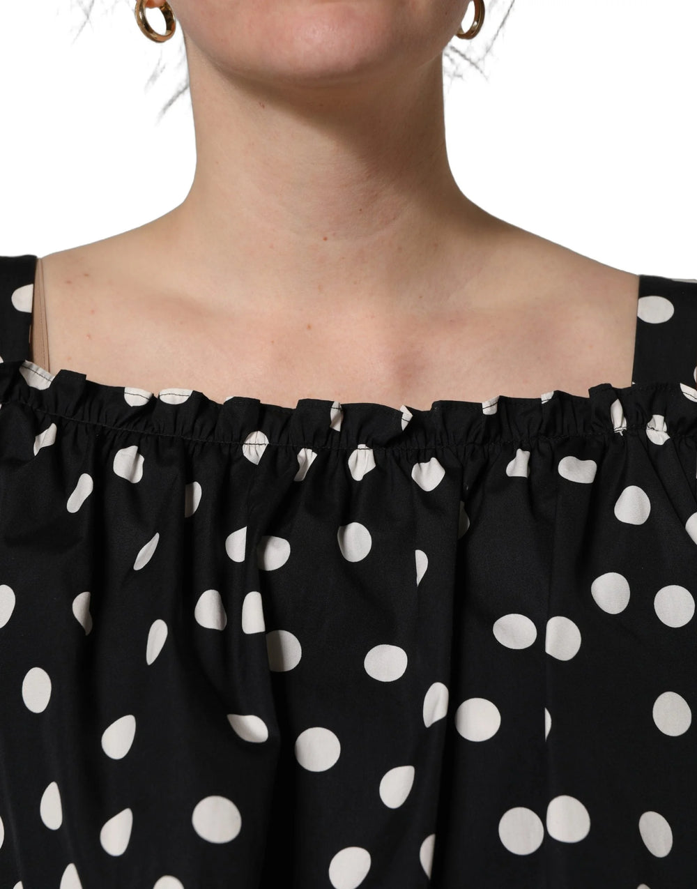 Dolce & Gabbana Black White Polka Dot Off Shoulder Top - IT44 | L
