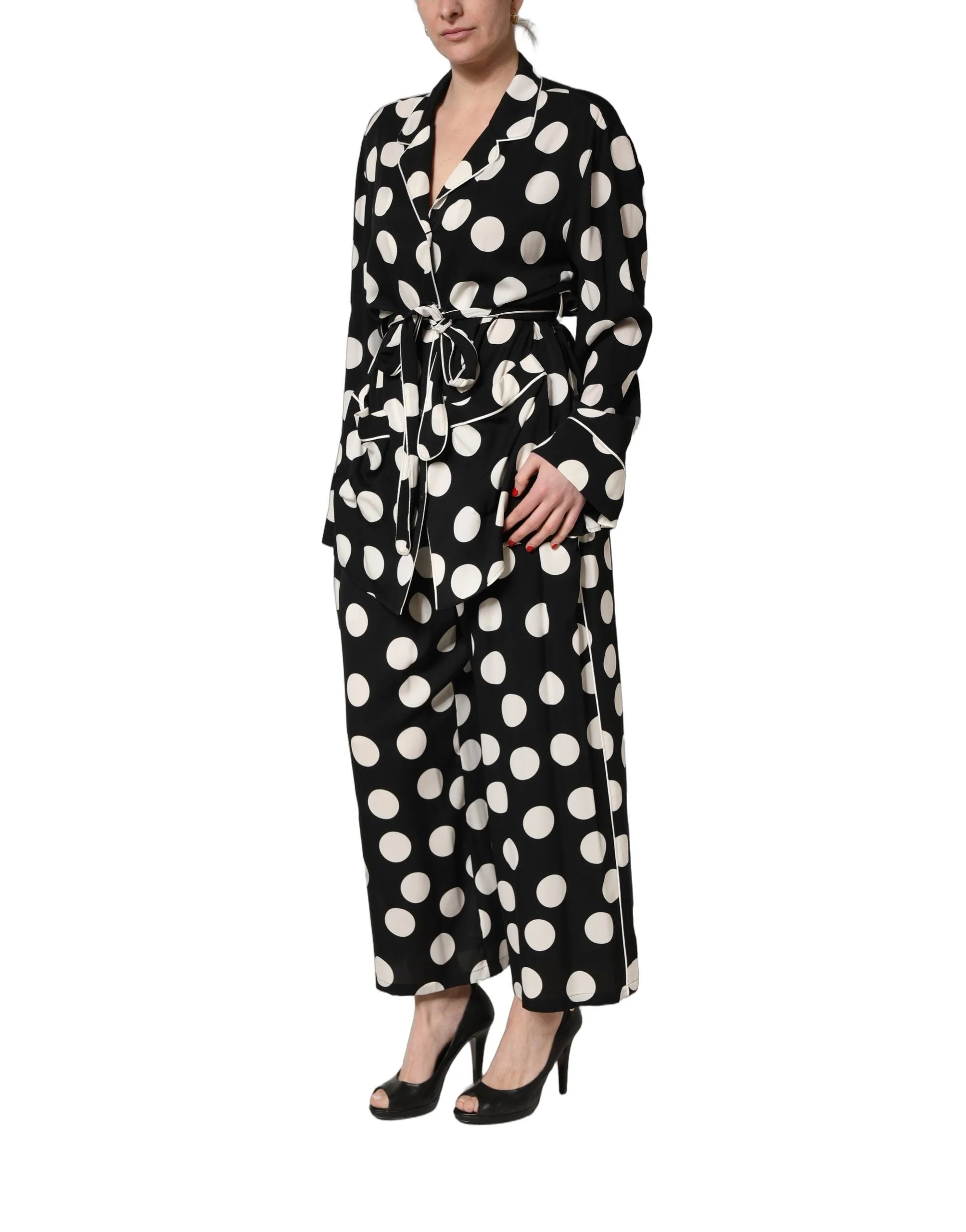 Dolce & Gabbana Black White Polka Dot Pajama 2 Piece Set Sleepwear - IT50|3XL