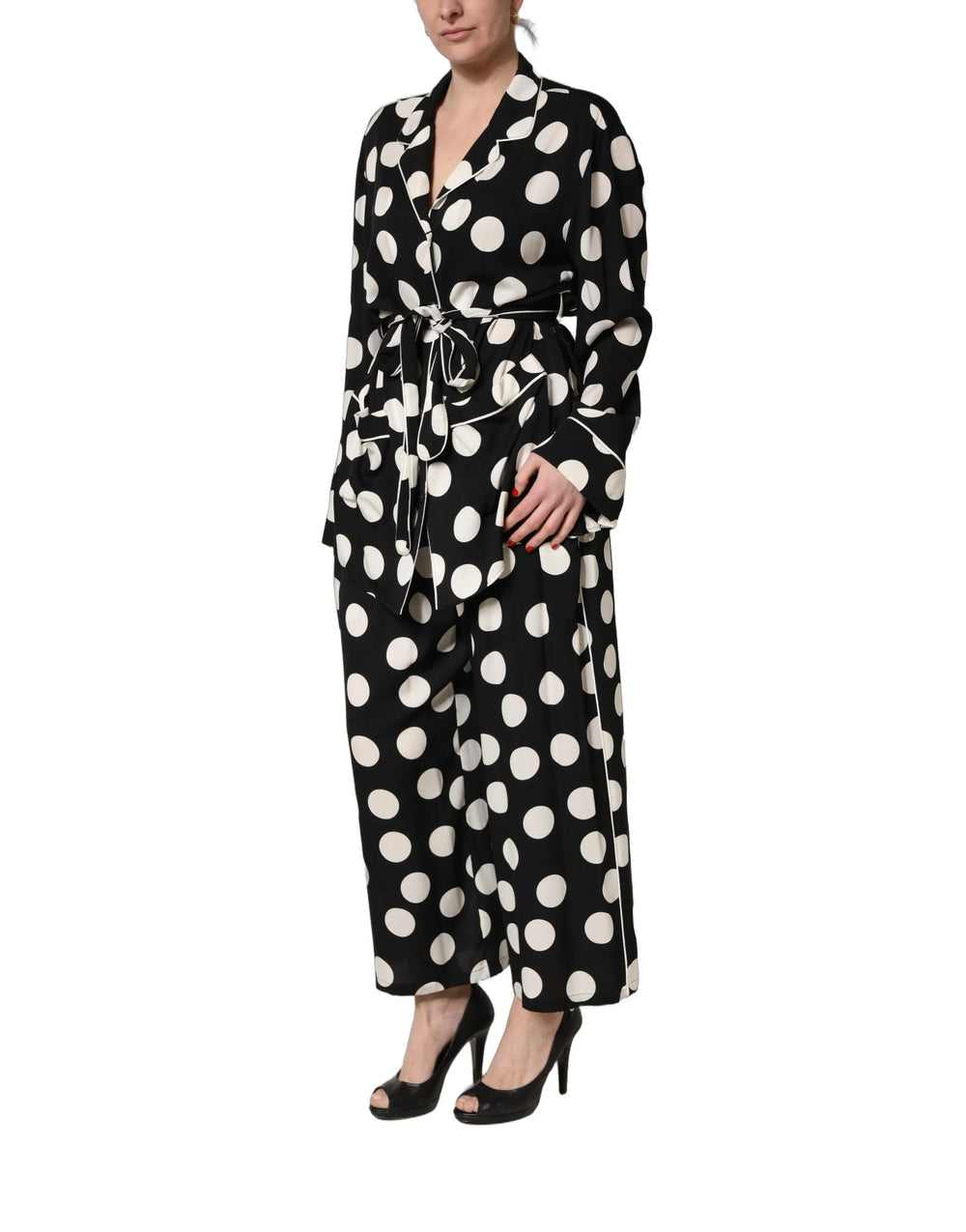 Dolce & Gabbana Black White Polka Dot Pajama 2 Piece Set Sleepwear - IT50|3XL