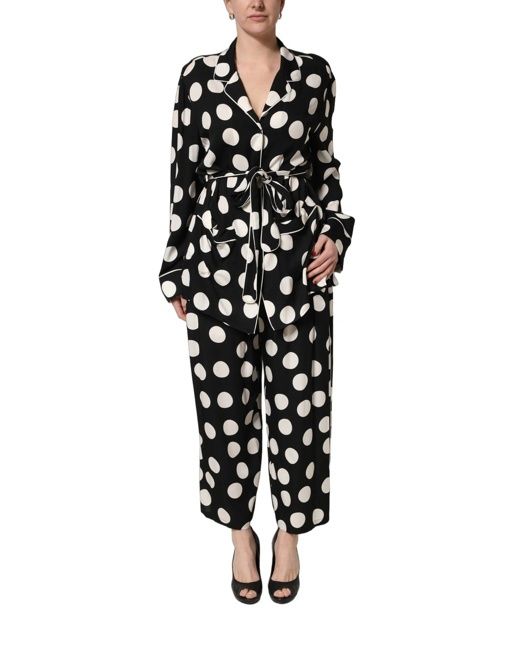 Dolce & Gabbana Black White Polka Dot Pajama 2 Piece Set Sleepwear - IT50|3XL