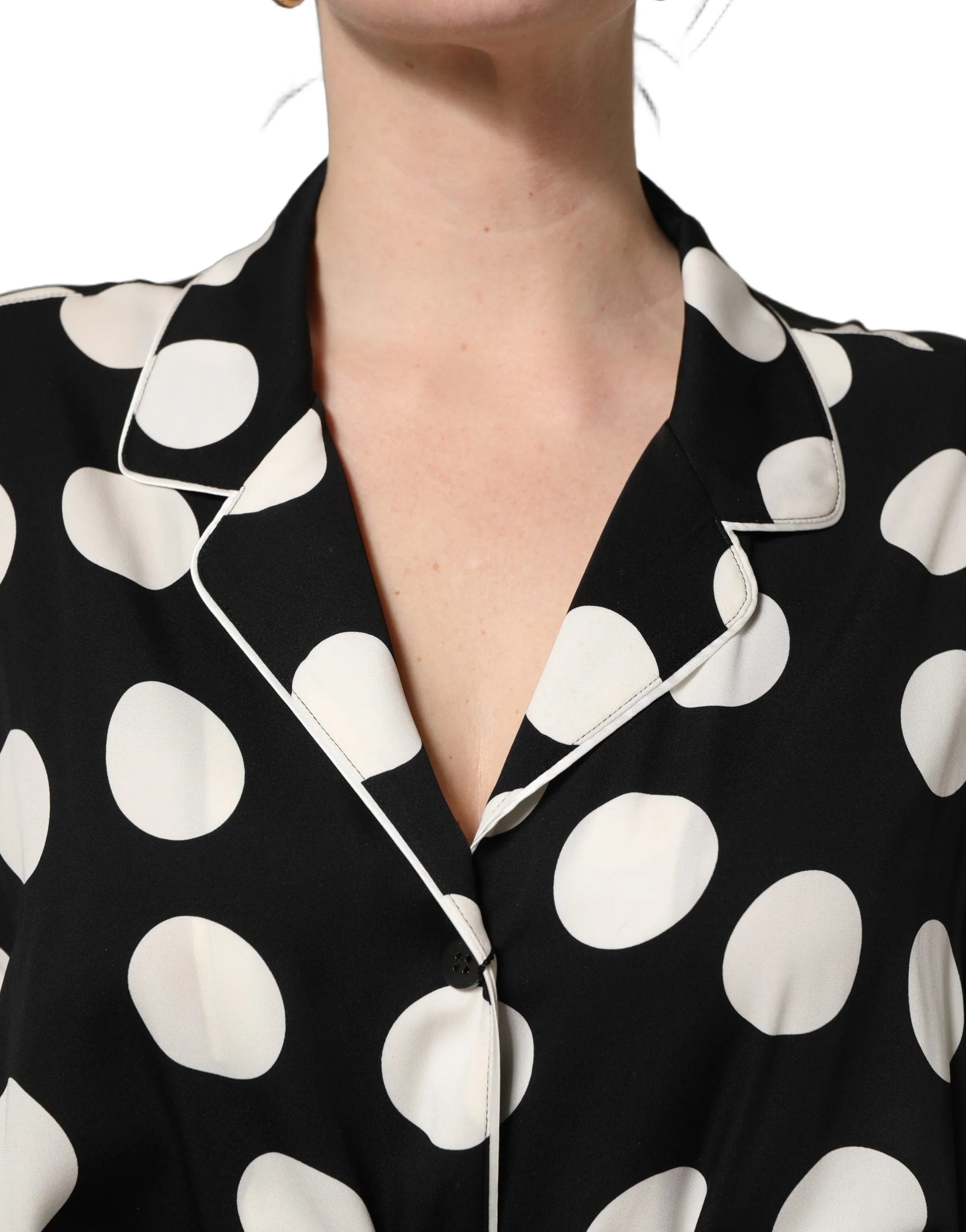 Dolce & Gabbana Black White Polka Dot Pajama 2 Piece Set Sleepwear - IT50|3XL