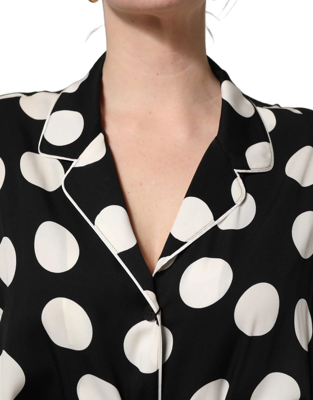 Dolce & Gabbana Black White Polka Dot Pajama 2 Piece Set Sleepwear - IT50|3XL