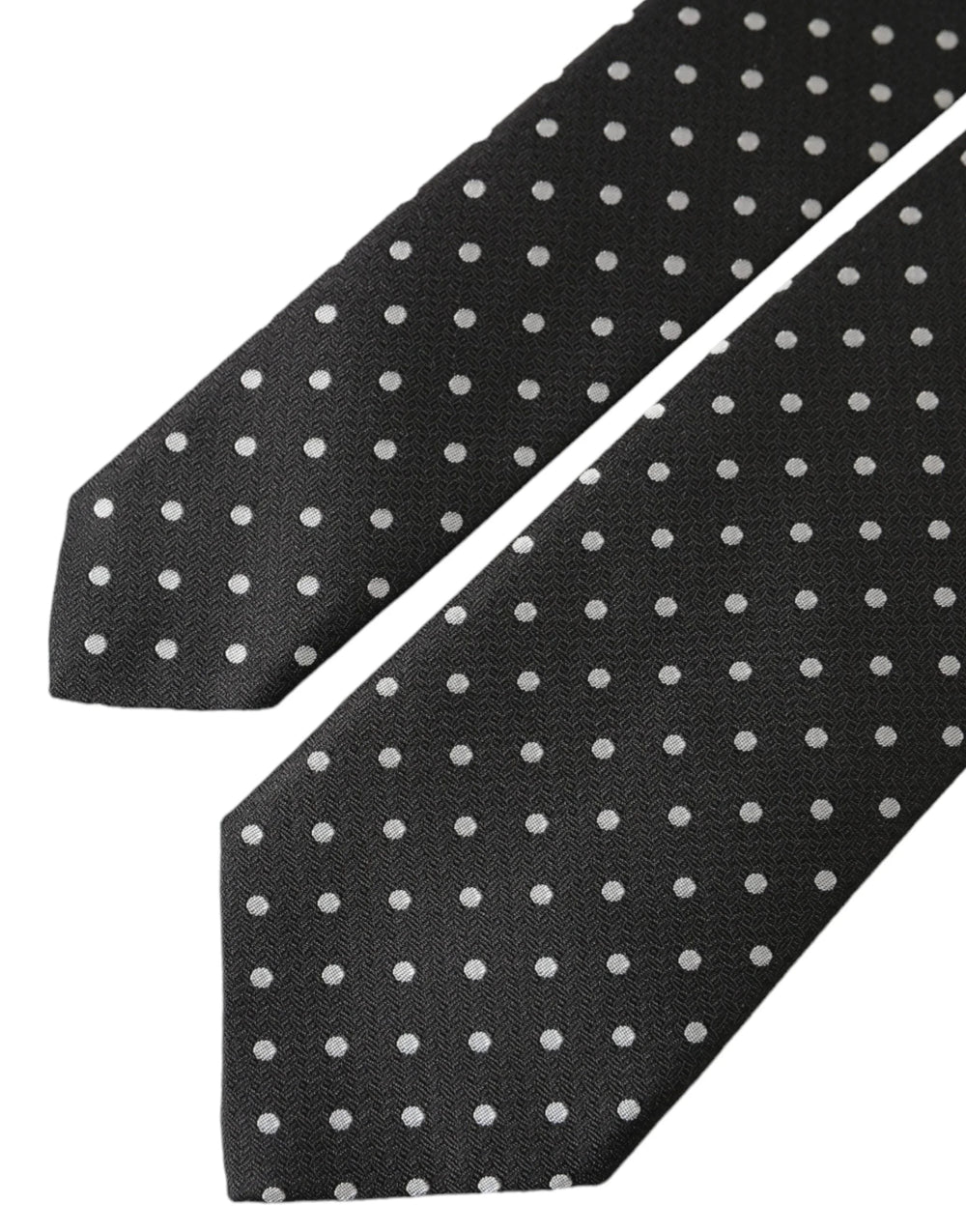 Dolce & Gabbana Black White Polka Dots 100% Silk Necktie Face Mask - Neckties