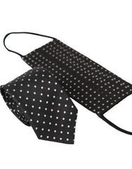 Dolce & Gabbana Black White Polka Dots 100% Silk Necktie Face Mask - Neckties