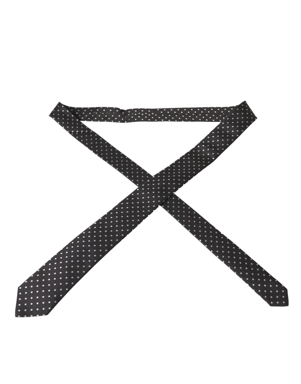 Dolce & Gabbana Black White Polka Dots 100% Silk Necktie Face Mask - Neckties