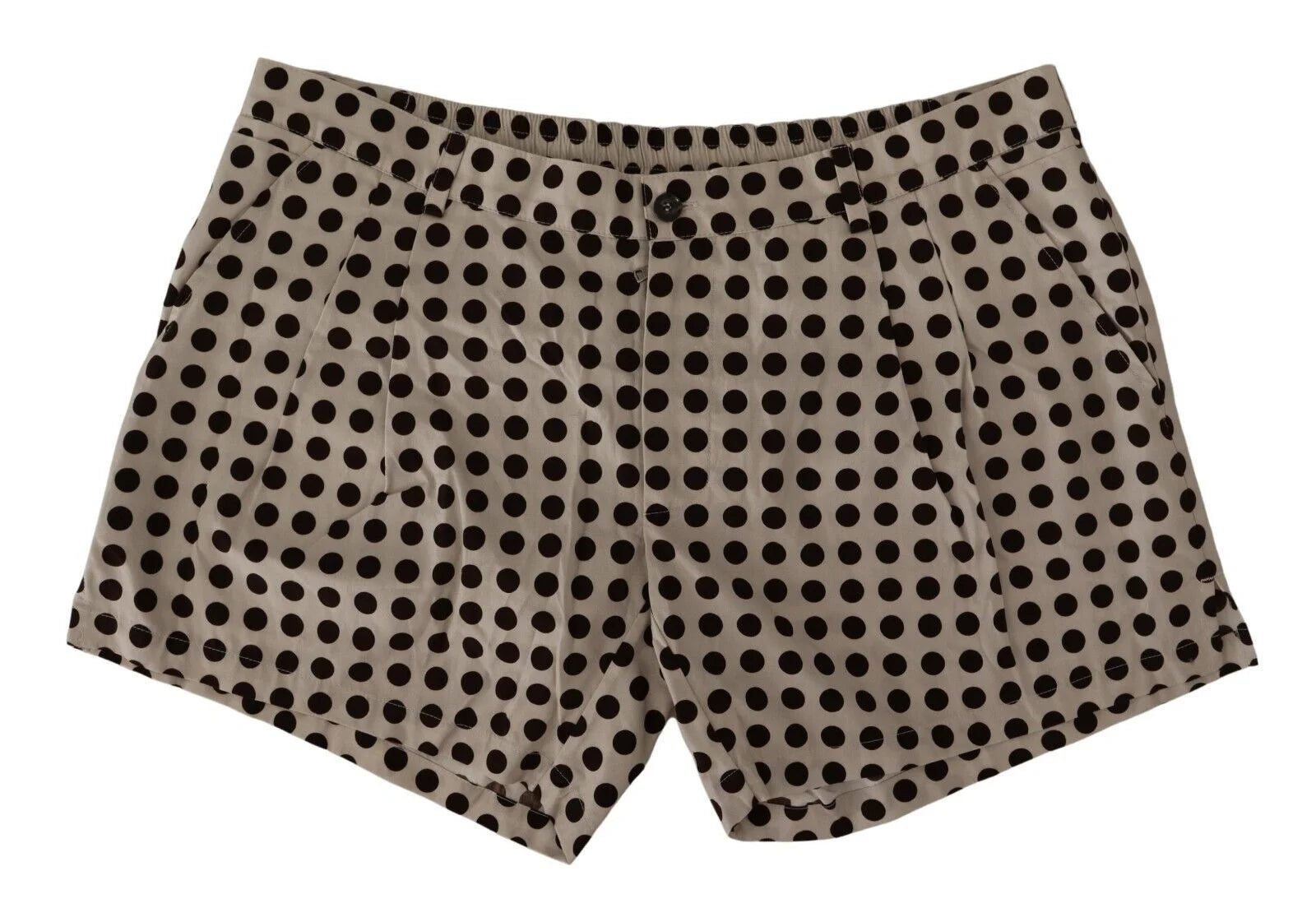 Dolce & Gabbana Black White Polka Dots Cotton Linen Shorts - IT48 | M - Shorts
