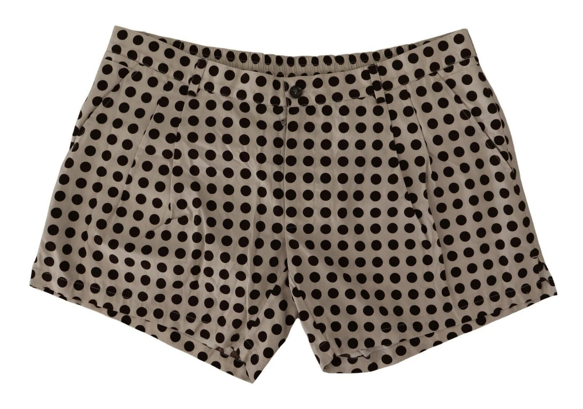 Dolce & Gabbana Black White Polka Dots Cotton Linen Shorts - IT48 | M - Shorts