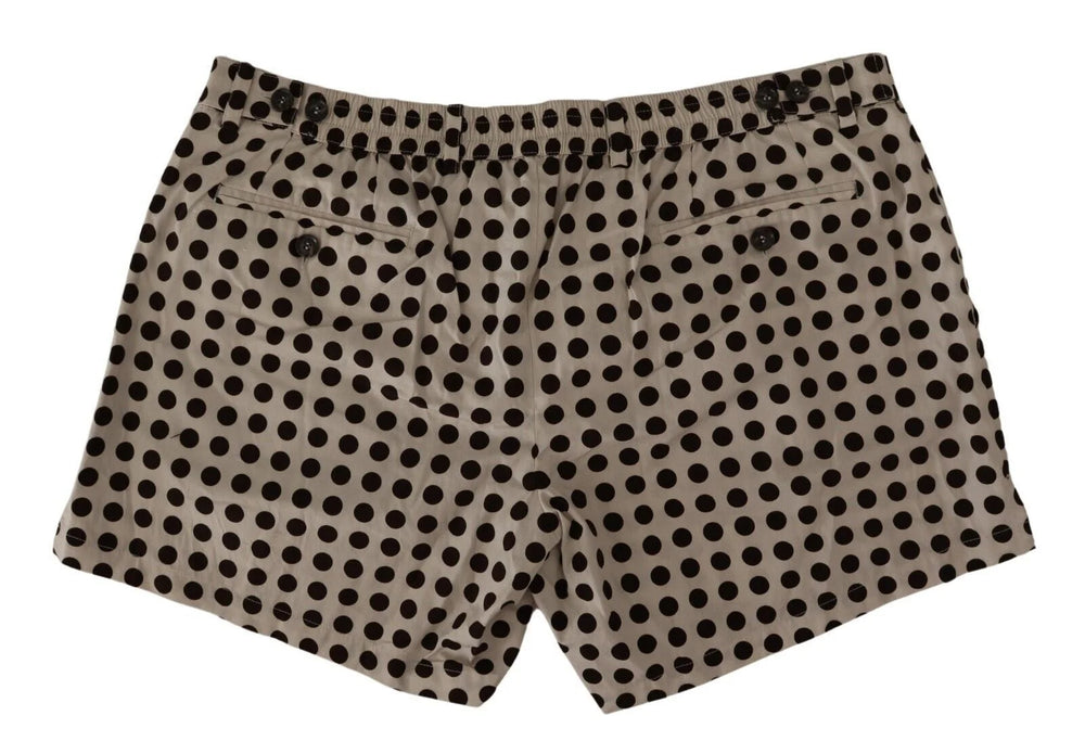 Dolce & Gabbana Black White Polka Dots Cotton Linen Shorts - IT48 | M - Shorts